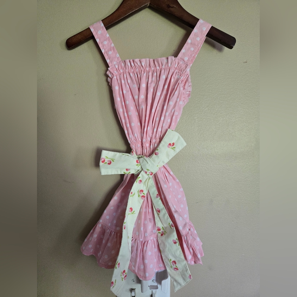 Matilda Jane Size 6 Pink Polka Dot Shirt with Floral Bow Euc